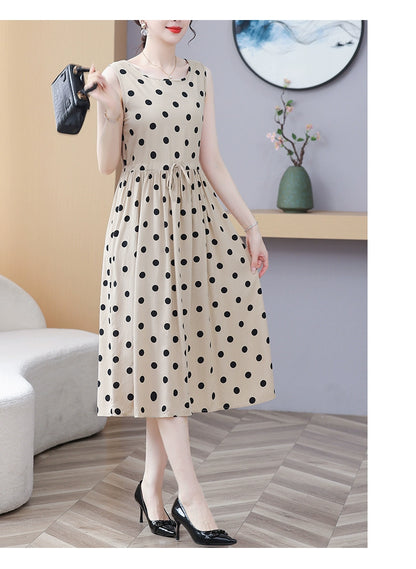 New Arrival Noil Poplin Dress Women's Summer Plus Size Ladieswear Classy Western Style Artificial Cotton Tall Sleeveless Dress Outwear