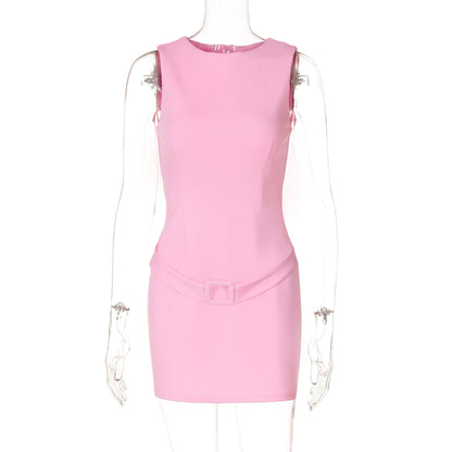 Gusty French Style Chic Sexy Temperament Hip Skirt Sleeveless Vest Dress Adult Lady like Woman Work Clothing Pure Color Business Suit and Dress