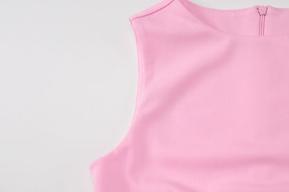 Gusty French Style Chic Sexy Temperament Hip Skirt Sleeveless Vest Dress Adult Lady like Woman Work Clothing Pure Color Business Suit and Dress