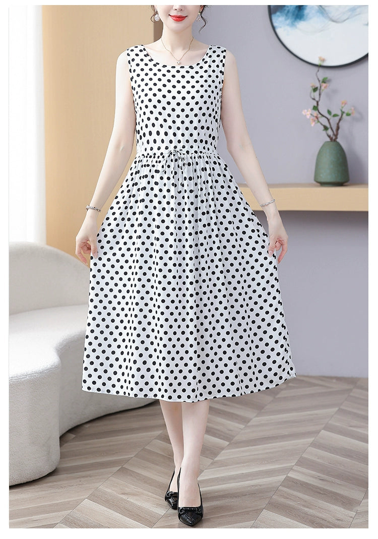 New Arrival Noil Poplin Dress Women's Summer Plus Size Ladieswear Classy Western Style Artificial Cotton Tall Sleeveless Dress Outwear