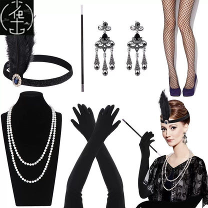 Sexy Sequin Bead Dress Host Retro Banquet Party Stage Nightclub Gatsby Tassel Dress