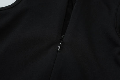 Outfitgirl Fashion Style Ins New Arrival Elegant Halter Tube Top Dress Black over-the-Knee Slim Looking Date Dress