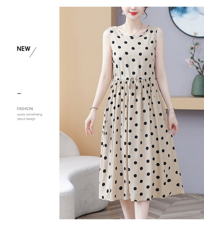 New Arrival Noil Poplin Dress Women's Summer Plus Size Ladieswear Classy Western Style Artificial Cotton Tall Sleeveless Dress Outwear