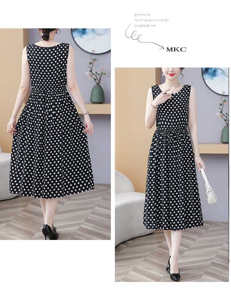New Arrival Noil Poplin Dress Women's Summer Plus Size Ladieswear Classy Western Style Artificial Cotton Tall Sleeveless Dress Outwear