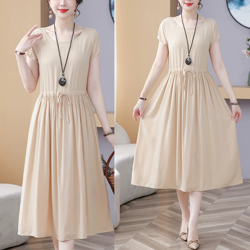 New Arrival Noil Poplin Dress Women's Summer Plus Size Ladieswear Classy Western Style Artificial Cotton Tall Sleeveless Dress Outwear