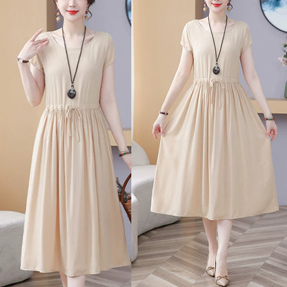 New Arrival Noil Poplin Dress Women's Summer Plus Size Ladieswear Classy Western Style Artificial Cotton Tall Sleeveless Dress Outwear