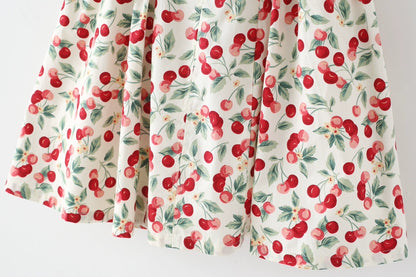 French Style American Retro Cherry Design Niche Style Slim Looking Tight Waist Large Skirt Sling Vest Skirt Dress New Arrival Women
