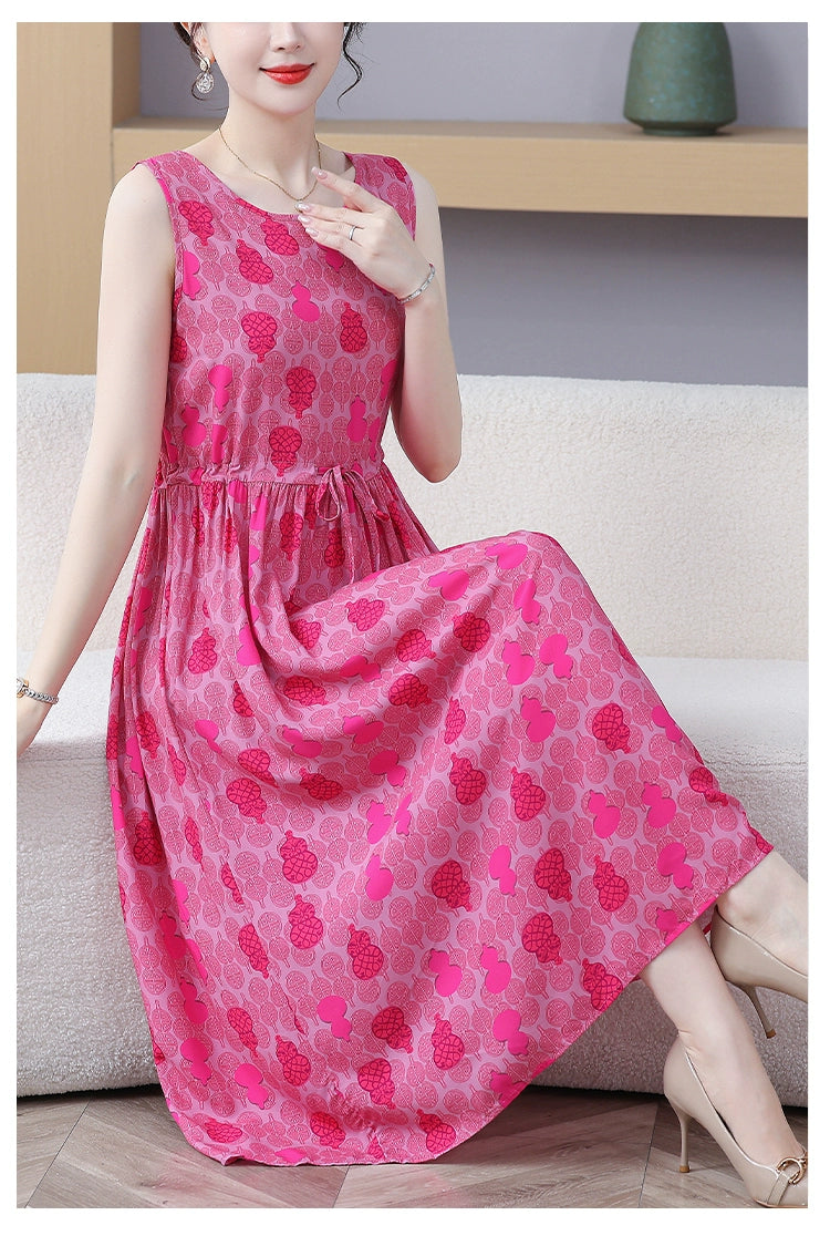 New Arrival Noil Poplin Dress Women's Summer Plus Size Ladieswear Classy Western Style Artificial Cotton Tall Sleeveless Dress Outwear