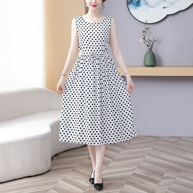 New Arrival Noil Poplin Dress Women's Summer Plus Size Ladieswear Classy Western Style Artificial Cotton Tall Sleeveless Dress Outwear