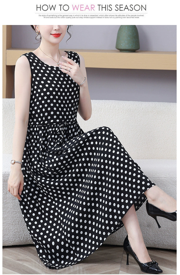 New Arrival Noil Poplin Dress Women's Summer Plus Size Ladieswear Classy Western Style Artificial Cotton Tall Sleeveless Dress Outwear