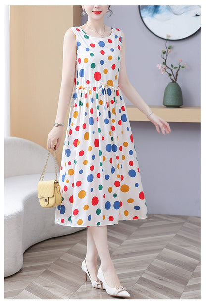 New Arrival Noil Poplin Dress Women's Summer Plus Size Ladieswear Classy Western Style Artificial Cotton Tall Sleeveless Dress Outwear