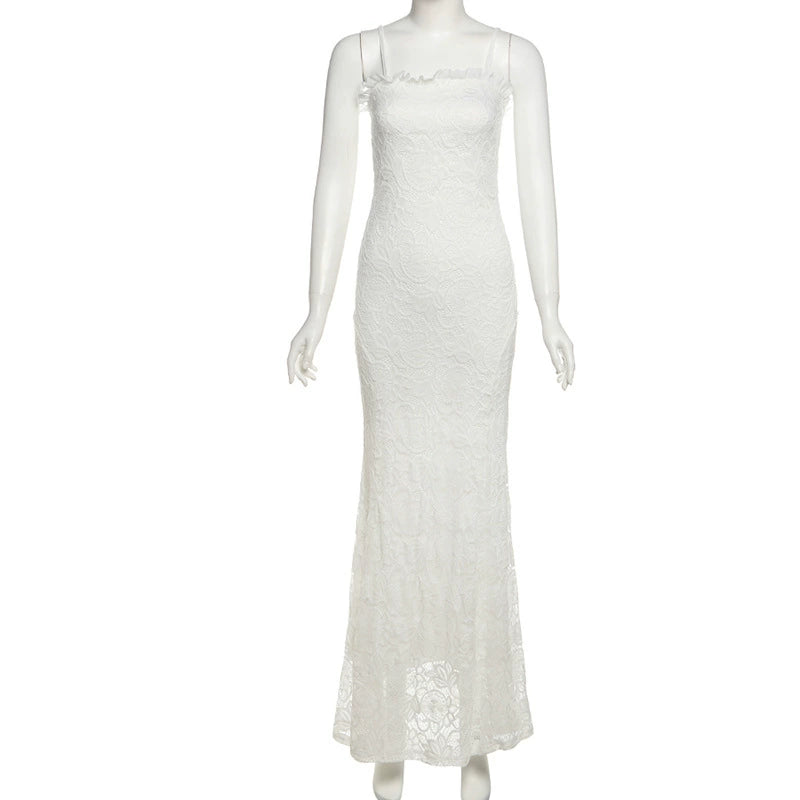 Fashion Style 2025 Summer New Arrival Women's Clothing Elegant Sexy Pure Color Mesh Patchwork Cut Out Silm Sling