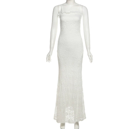 Fashion Style 2025 Summer New Arrival Women's Clothing Elegant Sexy Pure Color Mesh Patchwork Cut Out Silm Sling