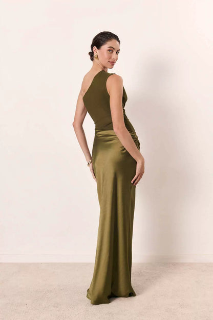 European and American New Solid Oblique Collar Sleeveless Backless Sheath Evening dress Dress Women Party Dress