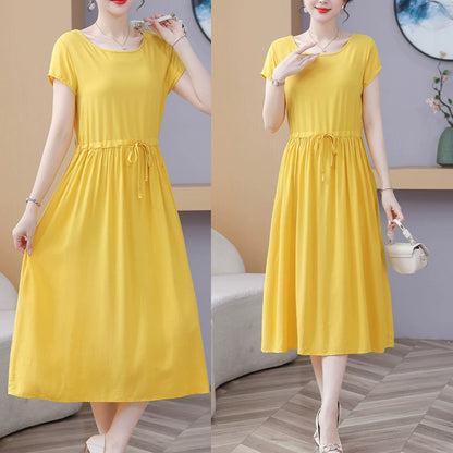 New Arrival Noil Poplin Dress Women's Summer Plus Size Ladieswear Classy Western Style Artificial Cotton Tall Sleeveless Dress Outwear