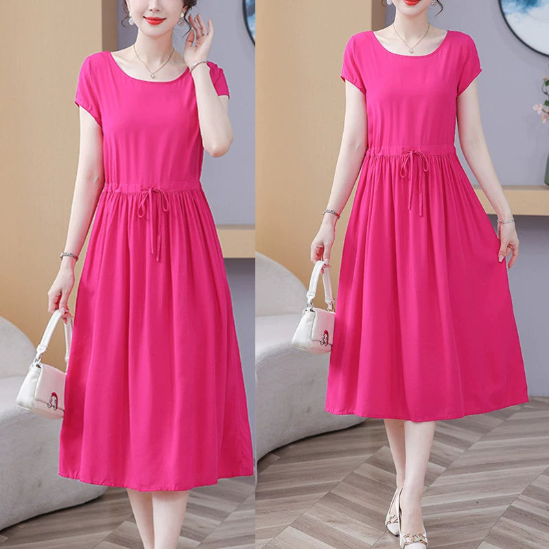 New Arrival Noil Poplin Dress Women's Summer Plus Size Ladieswear Classy Western Style Artificial Cotton Tall Sleeveless Dress Outwear