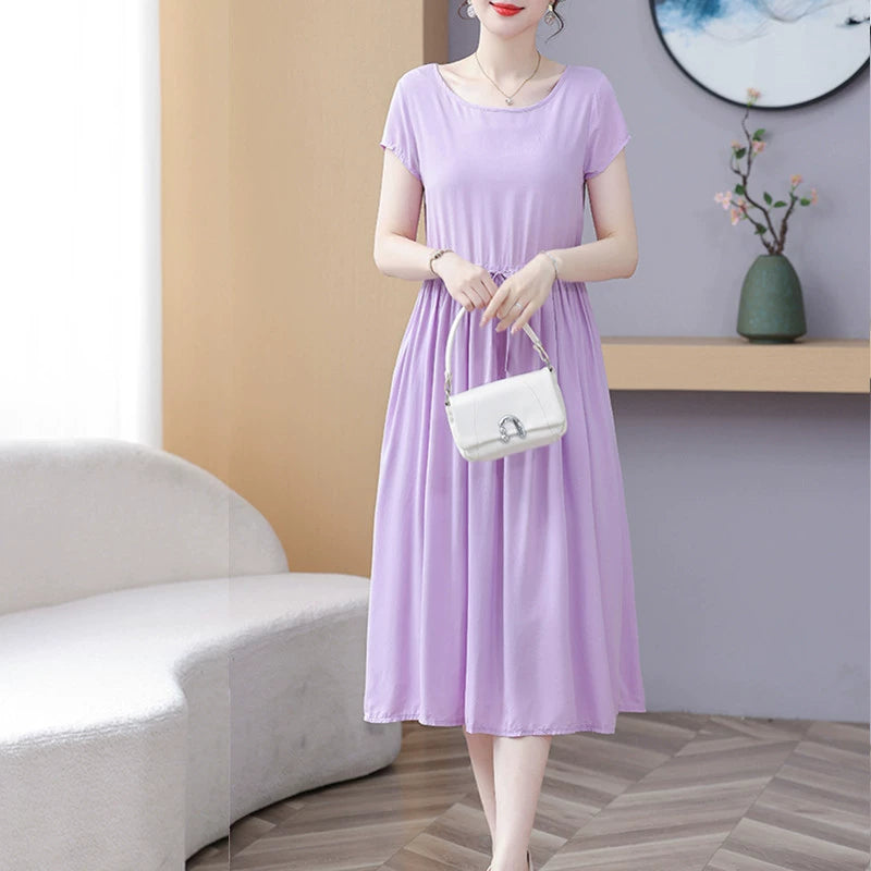 New Arrival Noil Poplin Dress Women's Summer Plus Size Ladieswear Classy Western Style Artificial Cotton Tall Sleeveless Dress Outwear