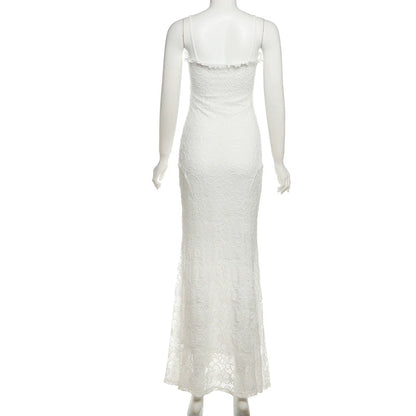 Fashion Style 2025 Summer New Arrival Women's Clothing Elegant Sexy Pure Color Mesh Patchwork Cut Out Silm Sling