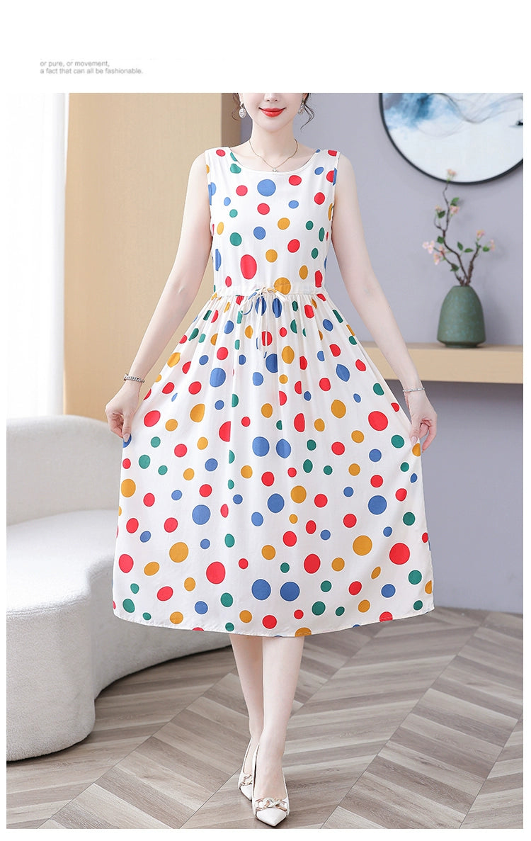 New Arrival Noil Poplin Dress Women's Summer Plus Size Ladieswear Classy Western Style Artificial Cotton Tall Sleeveless Dress Outwear