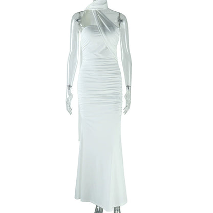 Vacation Style White Floor-Length Dress