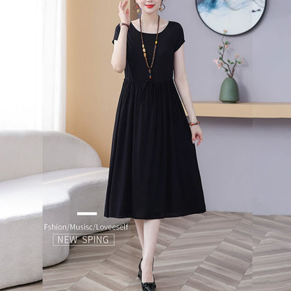 New Arrival Noil Poplin Dress Women's Summer Plus Size Ladieswear Classy Western Style Artificial Cotton Tall Sleeveless Dress Outwear