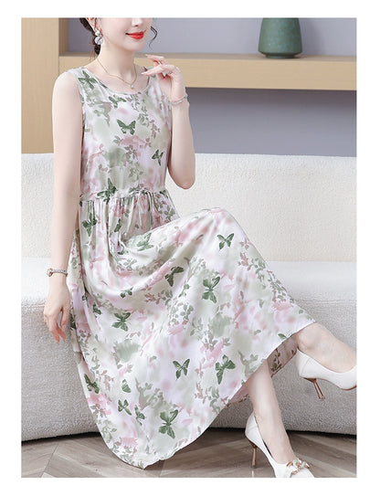 New Arrival Noil Poplin Dress Women's Summer Plus Size Ladieswear Classy Western Style Artificial Cotton Tall Sleeveless Dress Outwear