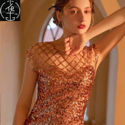 Sexy Sequin Bead Dress Host Retro Banquet Party Stage Nightclub Gatsby Tassel Dress