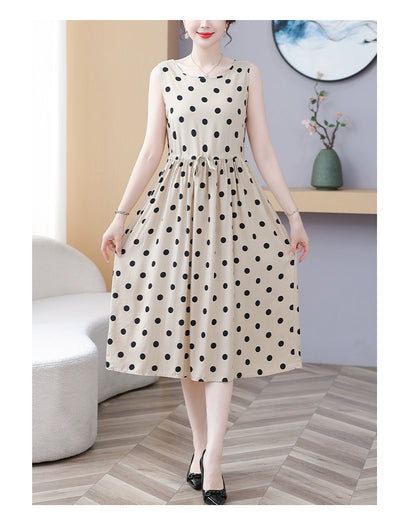 New Arrival Noil Poplin Dress Women's Summer Plus Size Ladieswear Classy Western Style Artificial Cotton Tall Sleeveless Dress Outwear