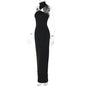 Outfitgirl Fashion Style Ins New Arrival Elegant Halter Tube Top Dress Black over-the-Knee Slim Looking Date Dress