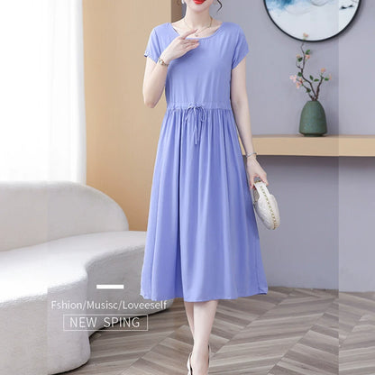 New Arrival Noil Poplin Dress Women's Summer Plus Size Ladieswear Classy Western Style Artificial Cotton Tall Sleeveless Dress Outwear