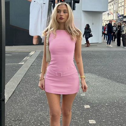 Gusty French Style Chic Sexy Temperament Hip Skirt Sleeveless Vest Dress Adult Lady like Woman Work Clothing Pure Color Business Suit and Dress