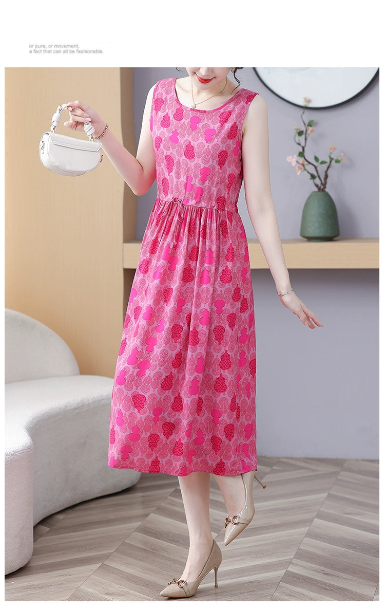 New Arrival Noil Poplin Dress Women's Summer Plus Size Ladieswear Classy Western Style Artificial Cotton Tall Sleeveless Dress Outwear
