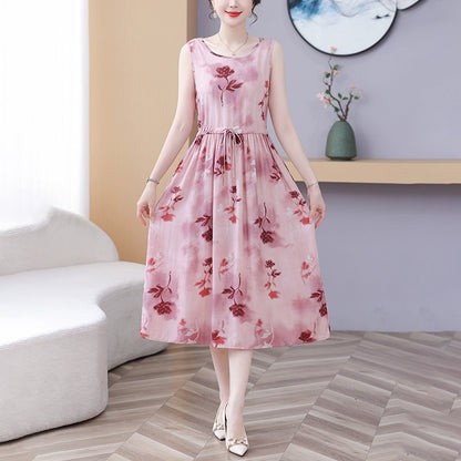 New Arrival Noil Poplin Dress Women's Summer Plus Size Ladieswear Classy Western Style Artificial Cotton Tall Sleeveless Dress Outwear