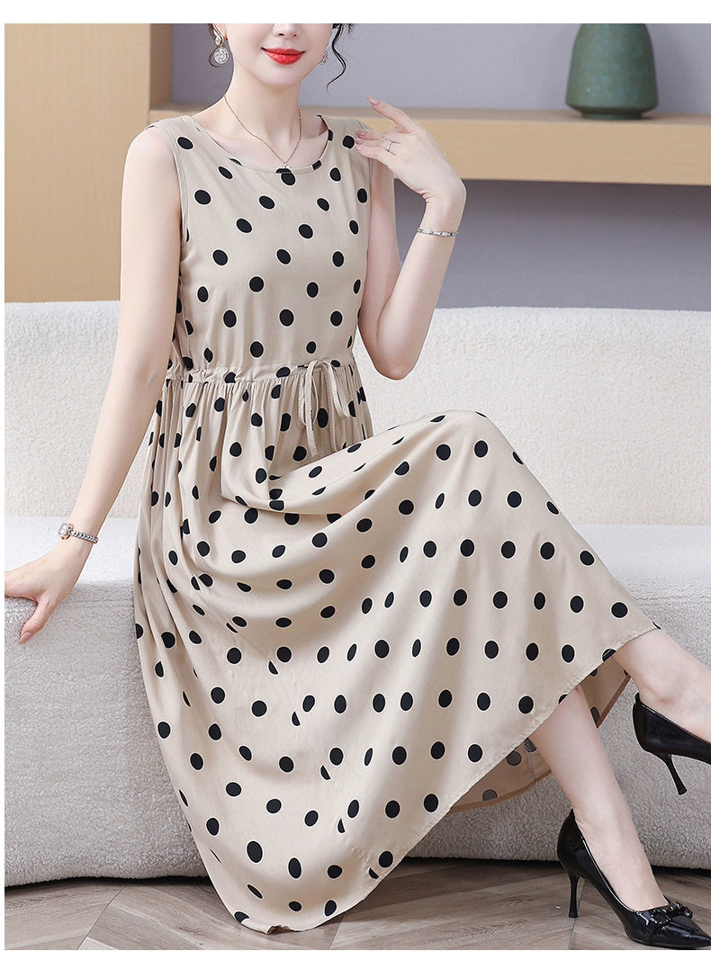 New Arrival Noil Poplin Dress Women's Summer Plus Size Ladieswear Classy Western Style Artificial Cotton Tall Sleeveless Dress Outwear