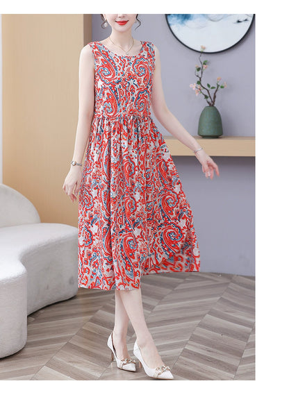 New Arrival Noil Poplin Dress Women's Summer Plus Size Ladieswear Classy Western Style Artificial Cotton Tall Sleeveless Dress Outwear
