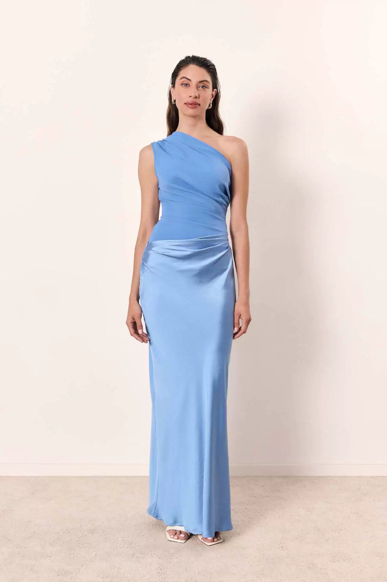 European and American New Solid Oblique Collar Sleeveless Backless Sheath Evening dress Dress Women Party Dress