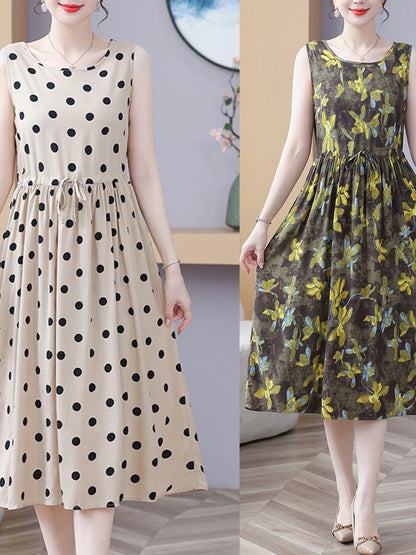 New Arrival Noil Poplin Dress Women's Summer Plus Size Ladieswear Classy Western Style Artificial Cotton Tall Sleeveless Dress Outwear