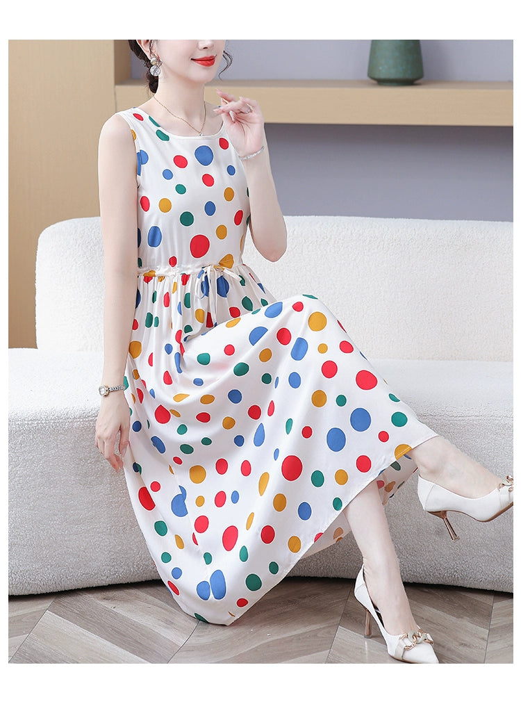 New Arrival Noil Poplin Dress Women's Summer Plus Size Ladieswear Classy Western Style Artificial Cotton Tall Sleeveless Dress Outwear