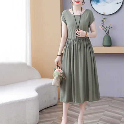New Arrival Noil Poplin Dress Women's Summer Plus Size Ladieswear Classy Western Style Artificial Cotton Tall Sleeveless Dress Outwear