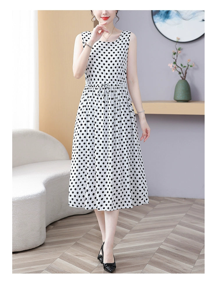 New Arrival Noil Poplin Dress Women's Summer Plus Size Ladieswear Classy Western Style Artificial Cotton Tall Sleeveless Dress Outwear