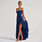 Xiaoke Wiwi European and American Sexy Sling Backless Bandage Split Frill Dress Banquet Birthday Party dress
