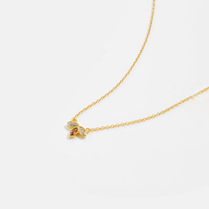 ANDYWEN 925 Sterling Silver Gold Three Zircon Queen Flower Pendant Necklace Long Choker Women Wedding Luxury FineJewelry Gift