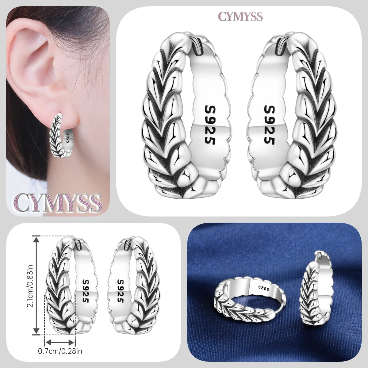CYMYSS 2025 New 925 Sterling Silver Classic Hollow-out Versatile Hoop Earrings for Women Fine Jewelry Ideal Birthday Party Gifts