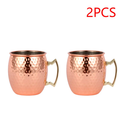 Moscow Mule Copper Mugs Metal Beer Cup Stainless Steel Copper Goblet Cocktai Wine Coffee Cup Champagne Party Bar Drinkware Tools