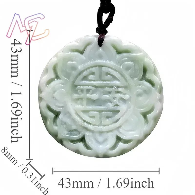 Light Green Natural Jade Flower Heart Pendant Necklace Real Jewellery Carved Gemstone Fashion Charm Amulet Gifts for Women Men