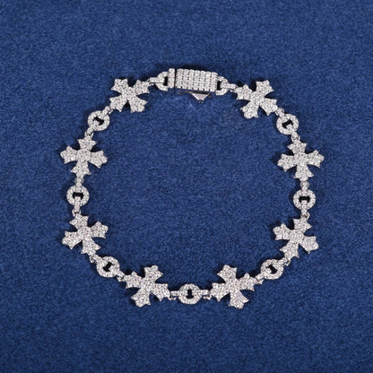 2024 New Sterling Silver 925 Charm Corss Chain Bracelets For Women Men Iced Out Moissanite Fine Jewelry Gifts