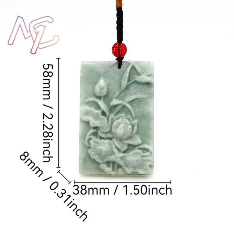 Light Green Natural Jade Flower Heart Pendant Necklace Real Jewellery Carved Gemstone Fashion Charm Amulet Gifts for Women Men