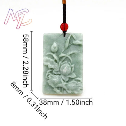 Light Green Natural Jade Flower Heart Pendant Necklace Real Jewellery Carved Gemstone Fashion Charm Amulet Gifts for Women Men