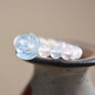 Lotus Fun Natural Stone Aquamarine Crystal Round Beads Rose Flower Extendable Rings for Women High Quality Wedding Fine Jewelry