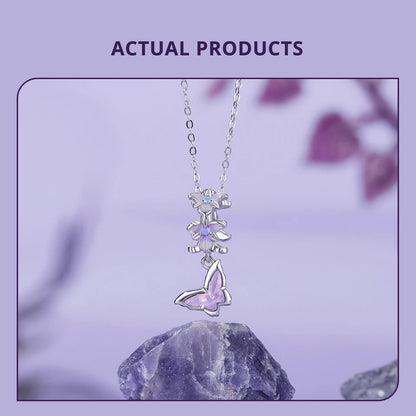 Bamoer 100% 925 Sterling Silver Romantic Crystal Butterfly Iris Charm For Women Fit Bracelet DIY Necklace Fine Jewelry Gift